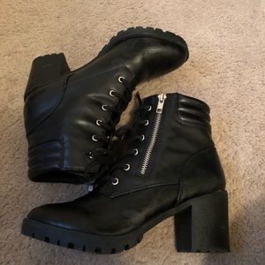 Black Heel Combat Booties